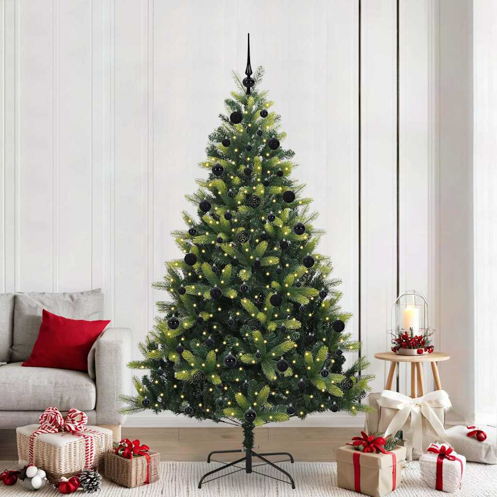 Albero di Natale Artificiale Pieghevole 300 LEDs Verde 210 cm 3396001