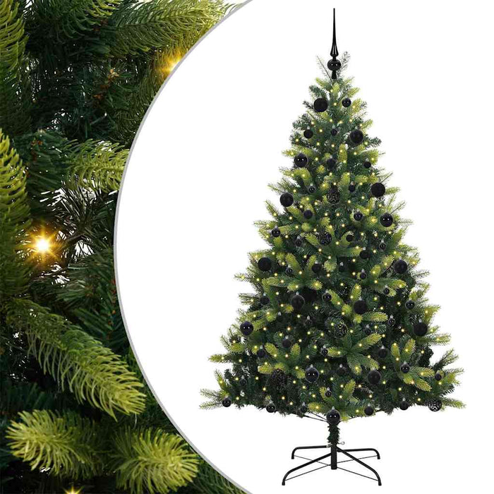 Albero di Natale Artificiale a Cerniera-Albero Natalizio con 300 LED 210 cm 474612