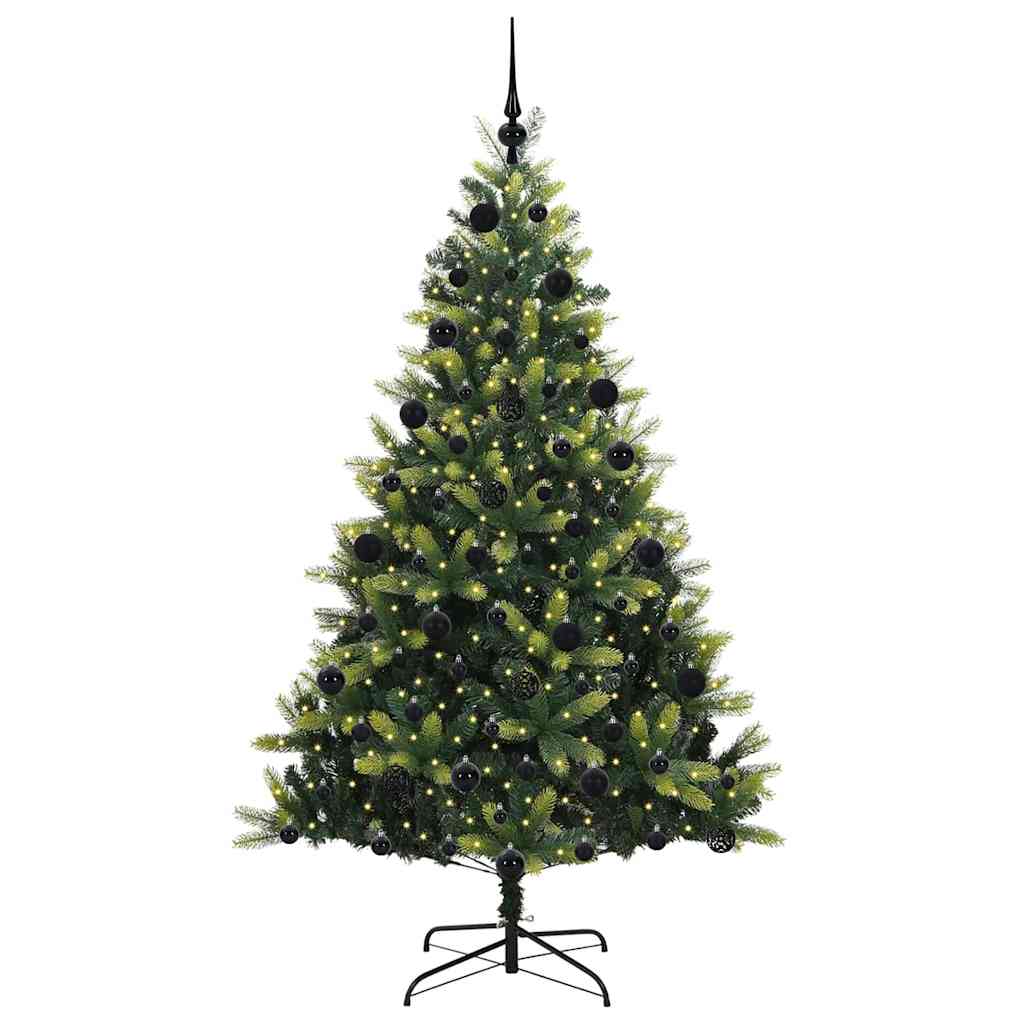 Albero di Natale Artificiale a Cerniera-Albero Natalizio con 300 LED 210 cm 474612