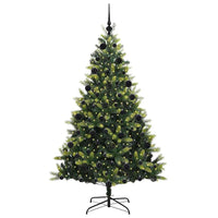 Albero di Natale Artificiale a Cerniera-Albero Natalizio con 300 LED 210 cm 474612