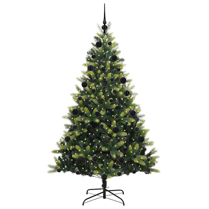 Albero di Natale Artificiale a Cerniera-Albero Natalizio con 300 LED 210 cm 474612