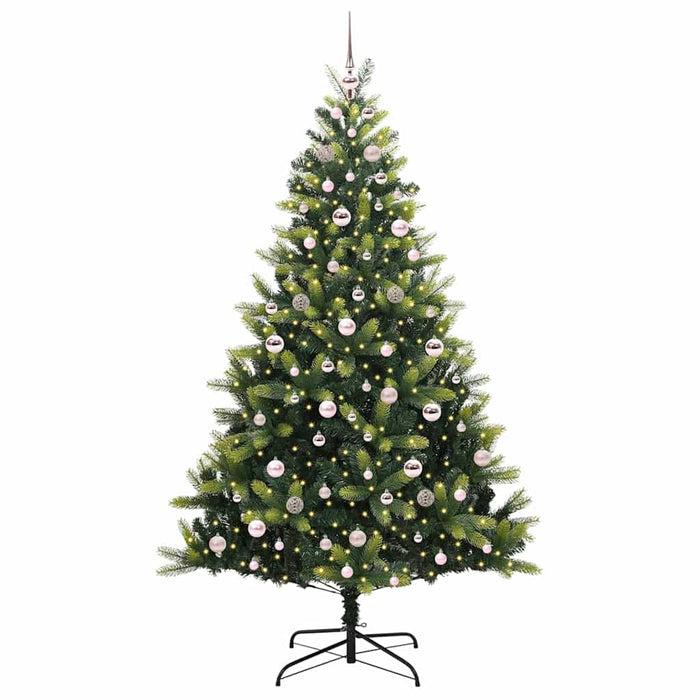 Albero di Natale Artificiale a Cerniera-Albero Natalizio con 300 LED 210 cm 984855