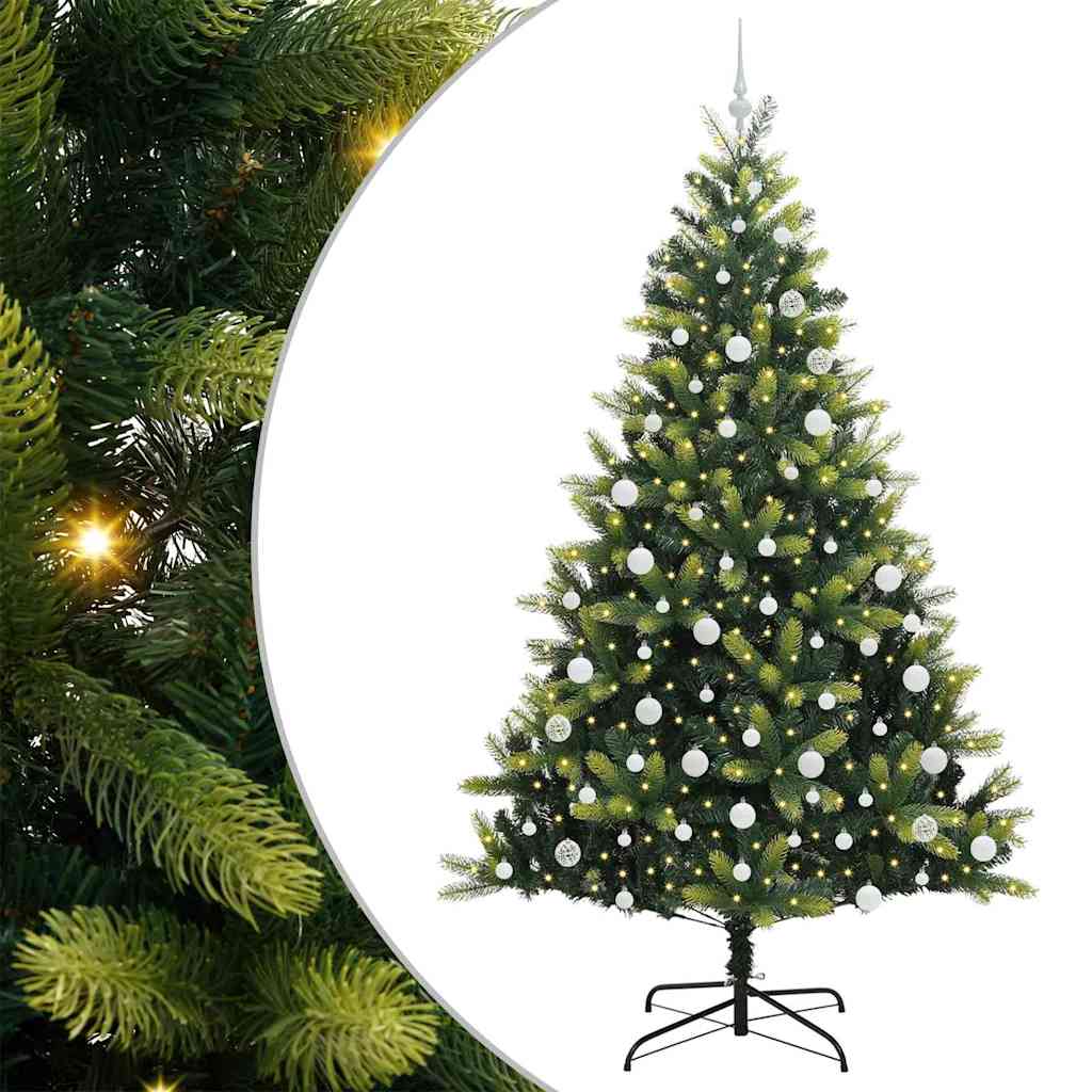 Albero di Natale Artificiale a Cerniera-Albero Natalizio con 300 LED 210 cm 636240