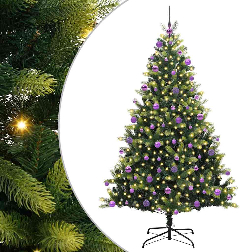 Albero di Natale Artificiale a Cerniera-Albero Natalizio con 300 LED 210 cm 141641