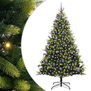 Albero di Natale Artificiale a Cerniera-Albero Natalizio con 300 LED 210 cm 141641