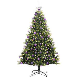 Albero di Natale Artificiale a Cerniera-Albero Natalizio con 300 LED 210 cm 141641