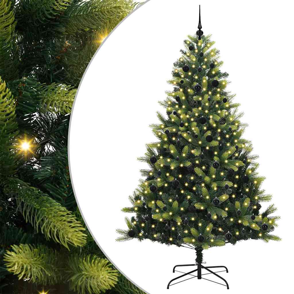 Albero di Natale Artificiale a Cerniera-Albero Natalizio con 300 LED 240 cm 619951