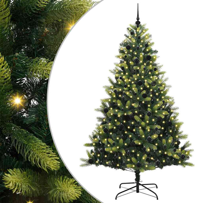 Albero di Natale Artificiale a Cerniera-Albero Natalizio con 300 LED 240 cm 619951