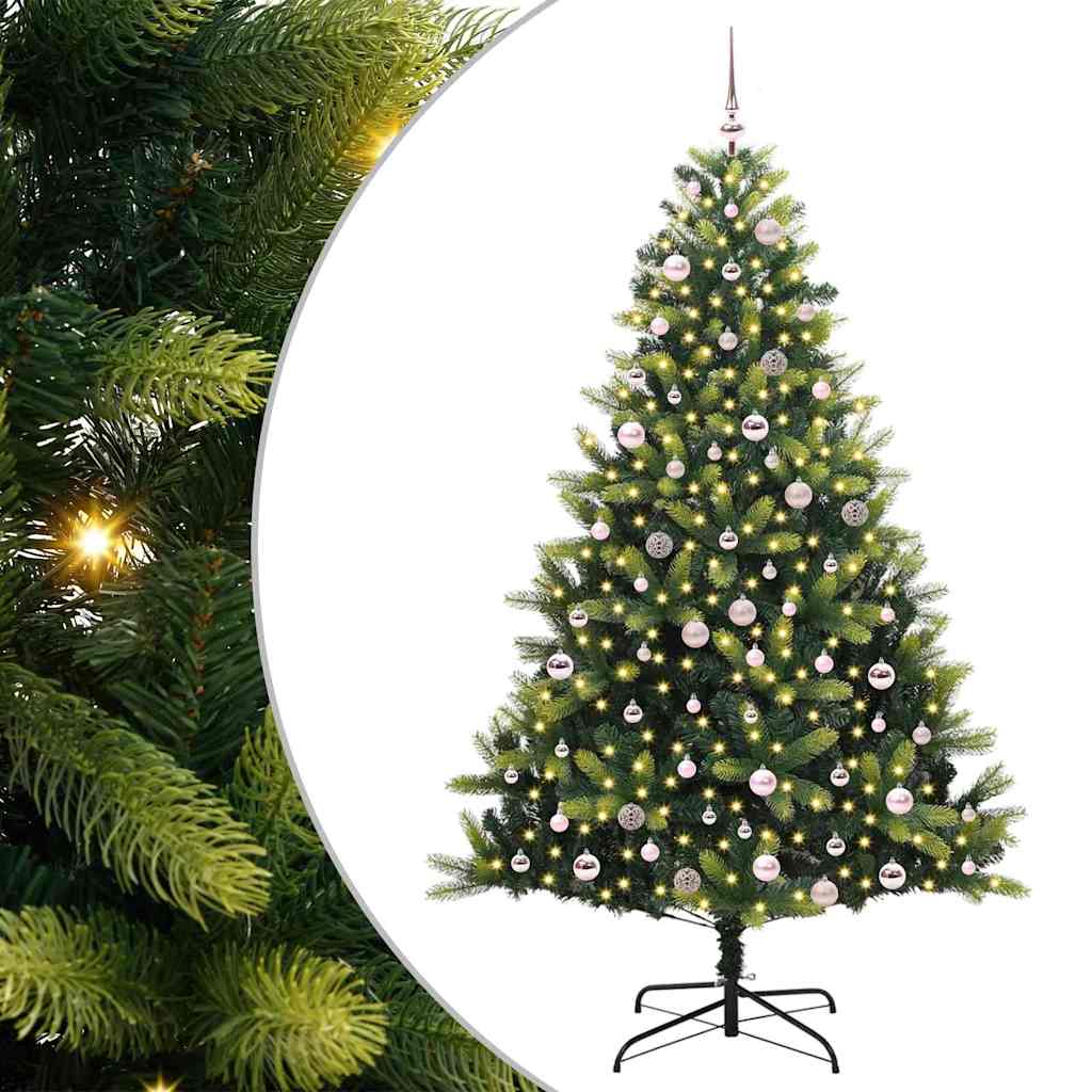 Albero di Natale Artificiale a Cerniera-Albero Natalizio con 300 LED 240 cm 141081