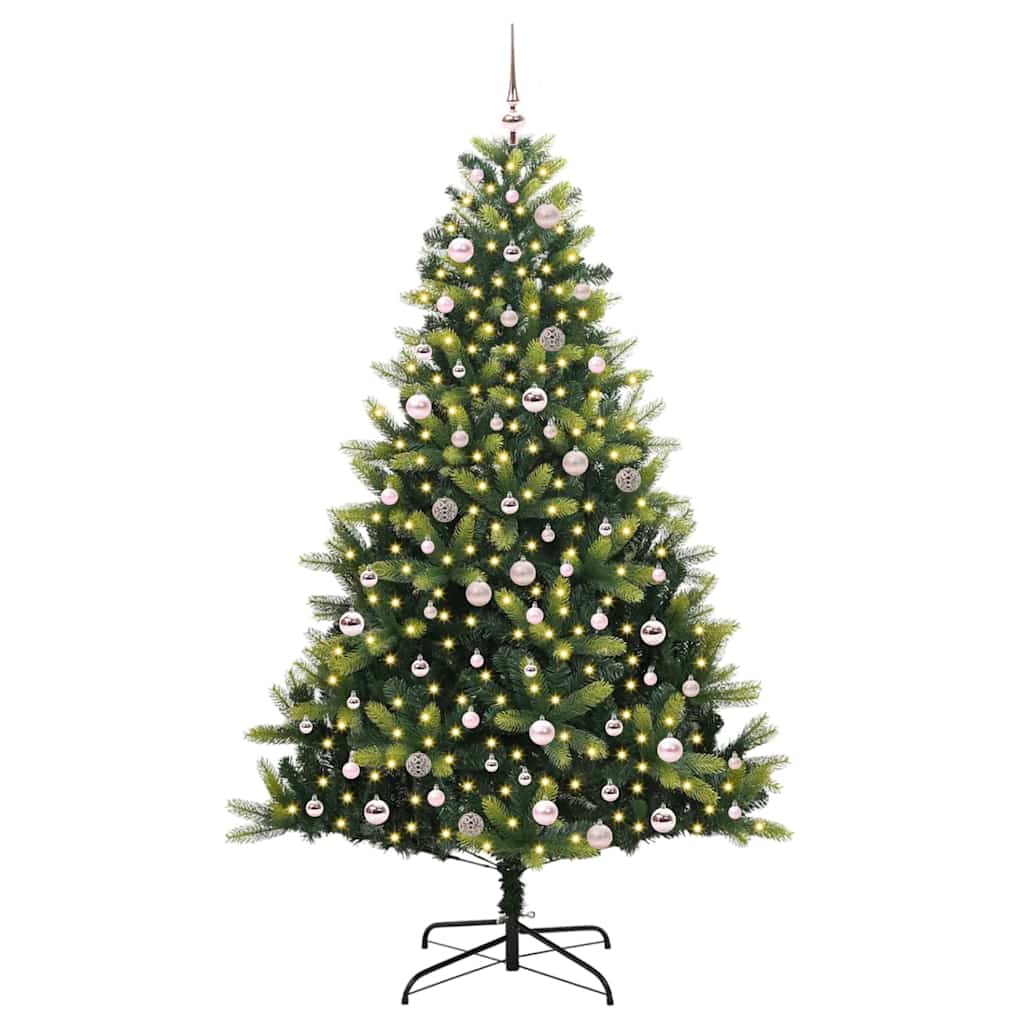 Albero di Natale Artificiale a Cerniera-Albero Natalizio con 300 LED 240 cm 141081