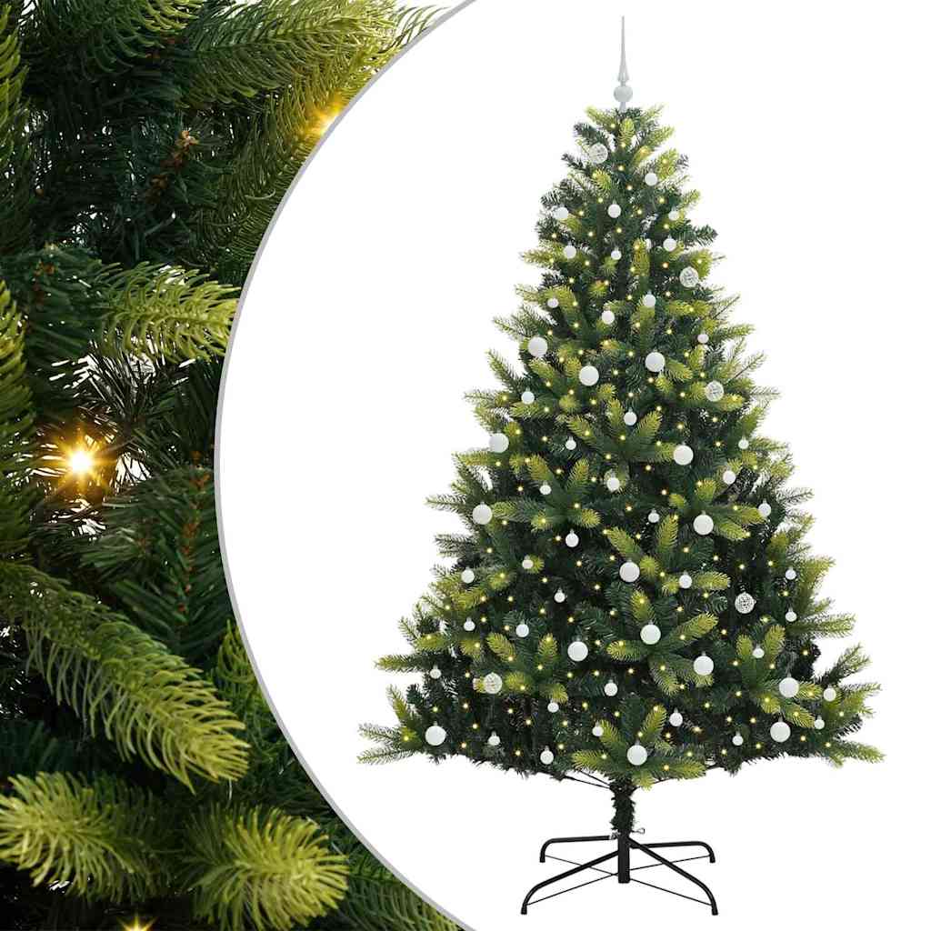 Albero di Natale Artificiale a Cerniera-Albero Natalizio con 300 LED 240 cm 488762
