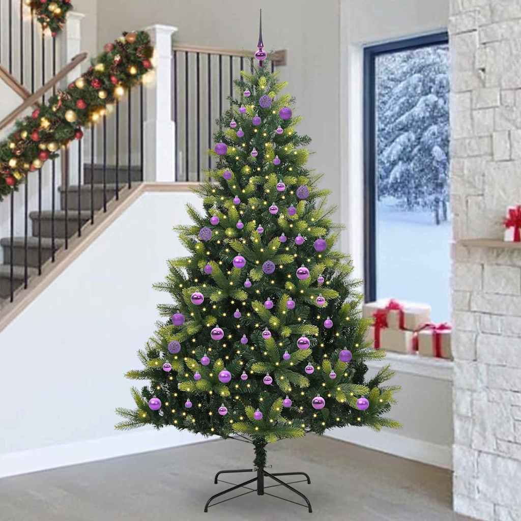 Albero di Natale Artificiale con Cerniera 300 LED Verde 240 cm 3396015