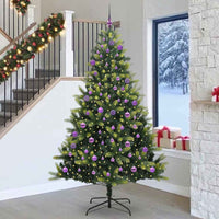Albero di Natale Artificiale con Cerniera 300 LED Verde 240 cm 3396015