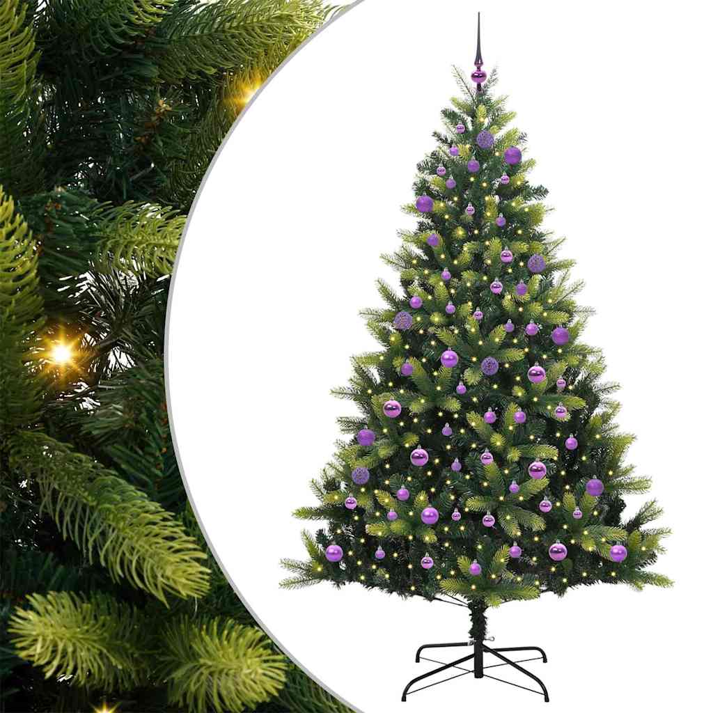 Albero di Natale Artificiale con Cerniera 300 LED Verde 240 cm 3396015