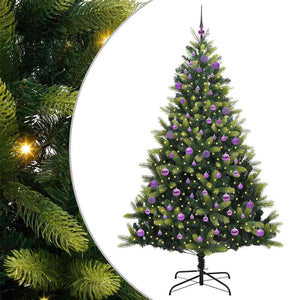 Albero di Natale Artificiale con Cerniera 300 LED Verde 240 cm 3396015