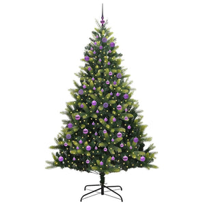 Albero di Natale Artificiale con Cerniera 300 LED Verde 240 cm 3396015