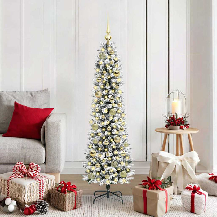 Albero di Natale artificiale con 150 LED Verde e bianco 150 cm 3396097