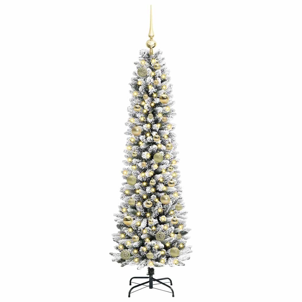Albero di Natale artificiale con 150 LED Verde e bianco 150 cm 3396097
