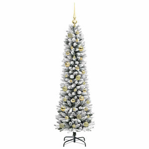 Albero di Natale artificiale con 150 LED Verde e bianco 150 cm 3396097