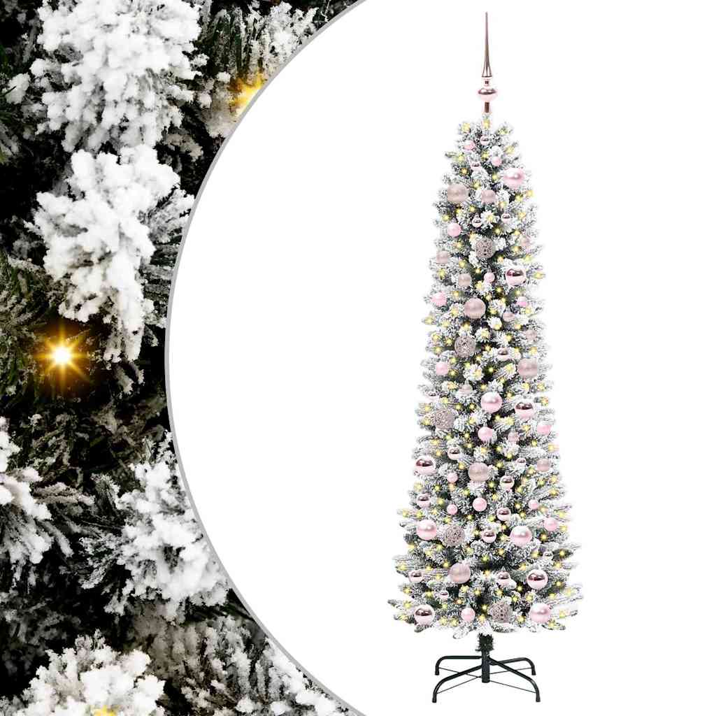 Albero di Natale artificiale con 300 LED Verde e bianco 180 cm 3396107