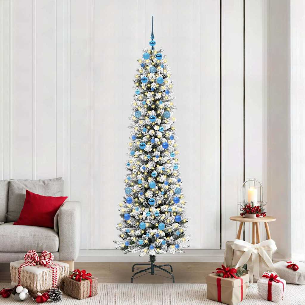 Albero di Natale artificiale con 300 LED Verde e bianco 210 cm 3396124