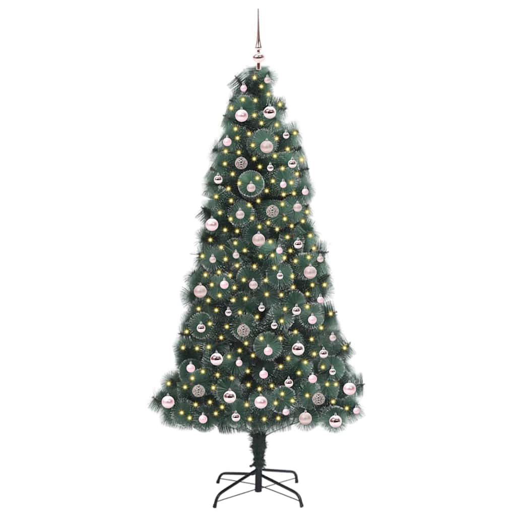 Albero di Natale artificiale illuminato pre-addobbato con set di palline