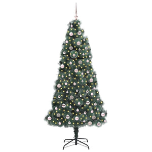 Albero di Natale artificiale illuminato pre-addobbato con set di palline