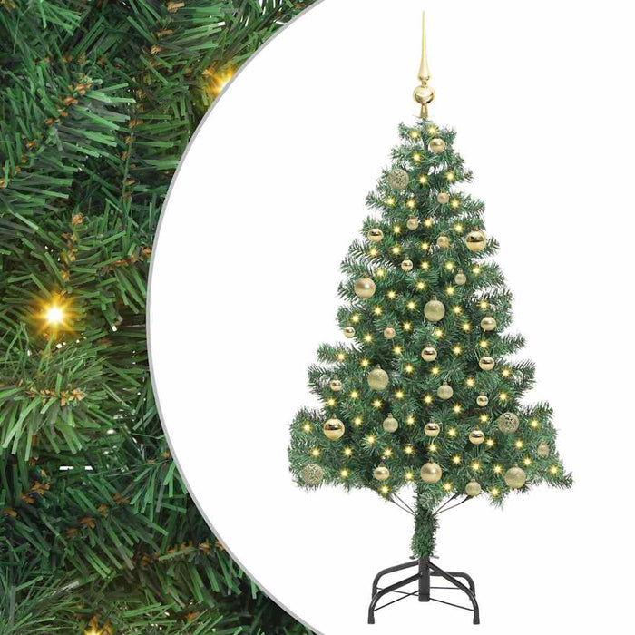 Albero di Natale con 150 LED con supporto-Luci decorative natalizie Verde 150 cm PVC 409321