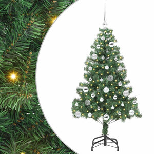 Albero di Natale con 150 LED con supporto-Luci decorative natalizie Verde 150 cm PVC 702812