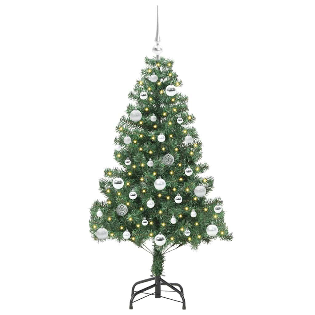 Albero di Natale con 150 LED con supporto-Luci decorative natalizie Verde 150 cm PVC 702812