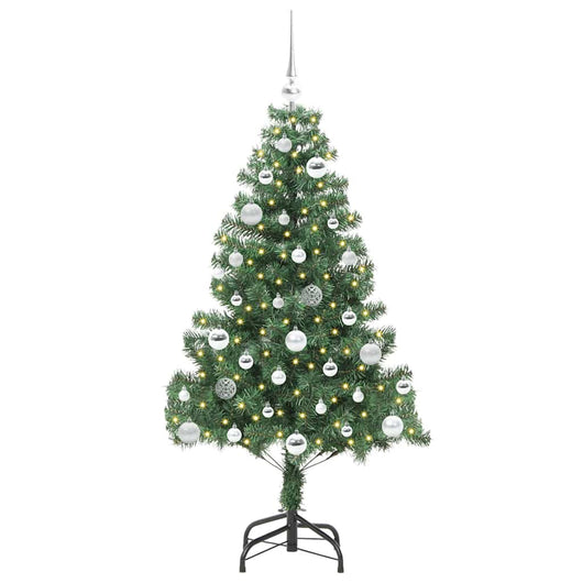 Albero di Natale con 150 LED con supporto-Luci decorative natalizie Verde 150 cm PVC 702812