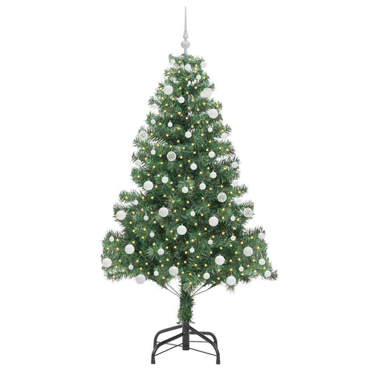 Albero di Natale con 300 LED con supporto-Luci decorative natalizie Verde 180 cm PVC 344855