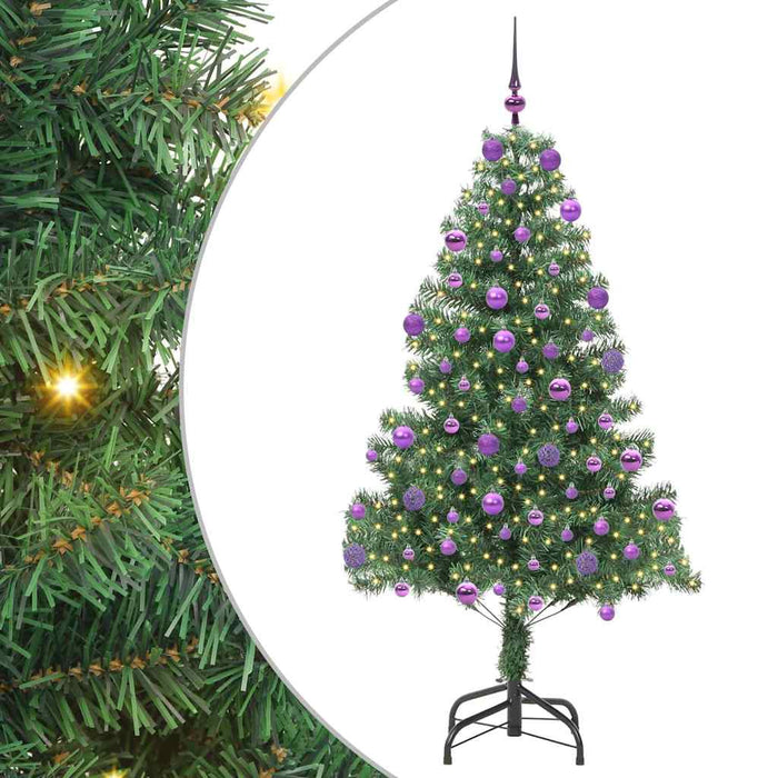 Albero di Natale con 300 LED con supporto-Luci decorative natalizie Verde 210 cm PVC 845113