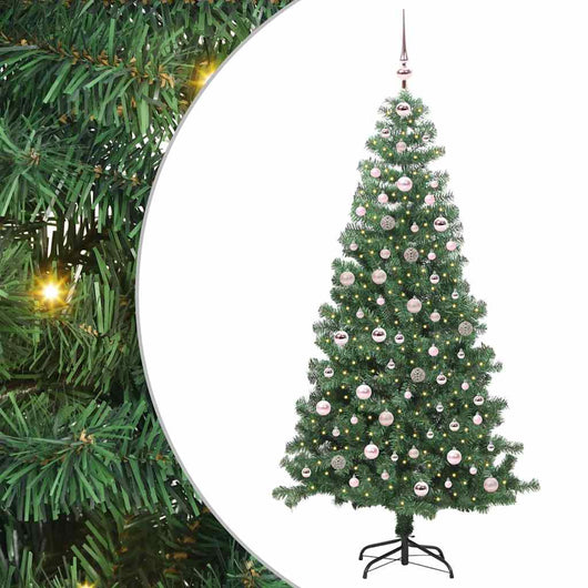 Albero di Natale con 300 LED con supporto-Luci decorative natalizie Verde 240 cm PVC 583290