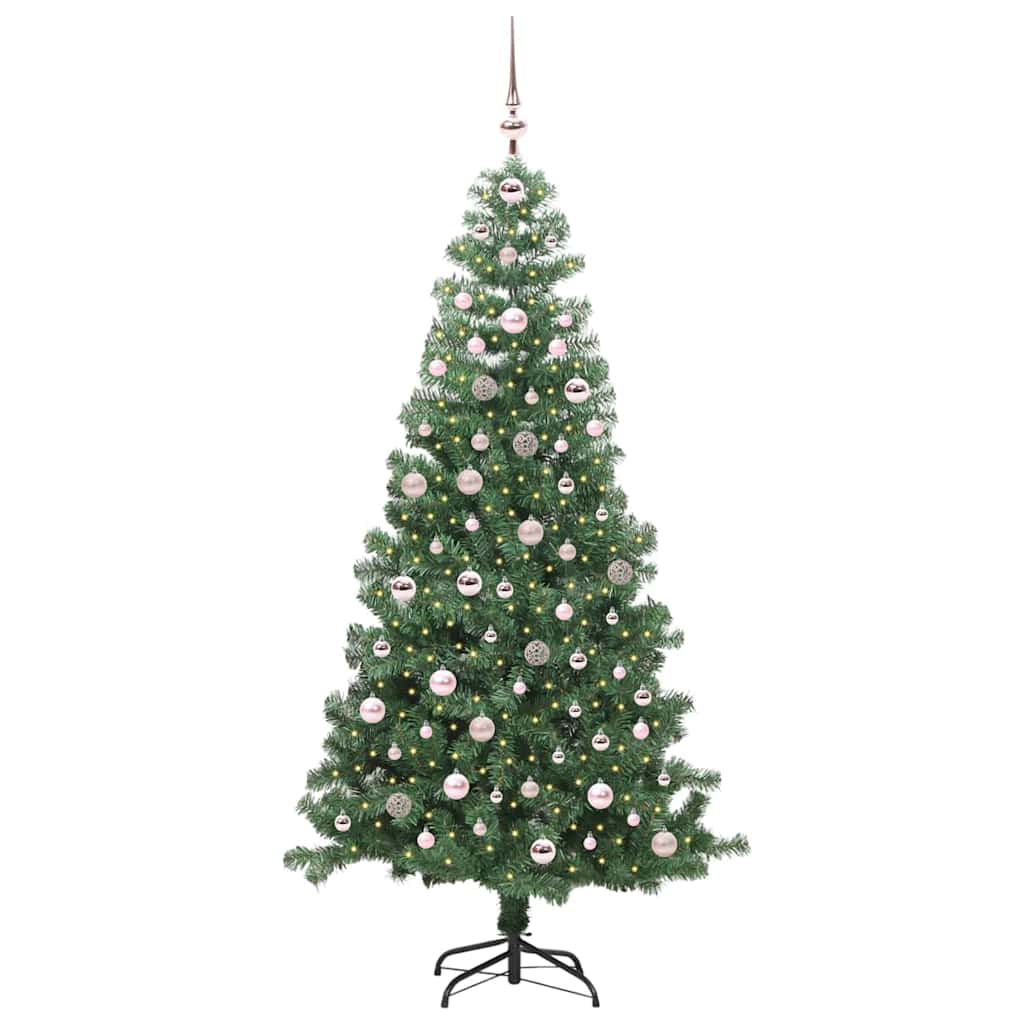 Albero di Natale con 300 LED con supporto-Luci decorative natalizie Verde 240 cm PVC 583290