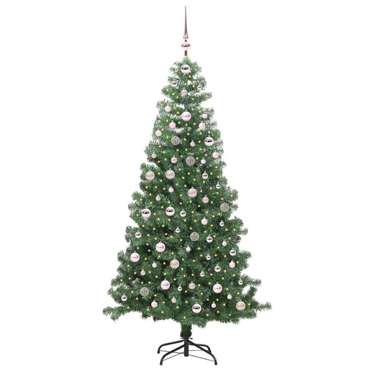 Albero di Natale con 300 LED con supporto-Luci decorative natalizie Verde 240 cm PVC 583290