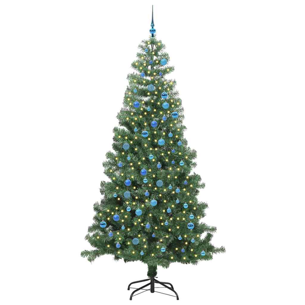 Albero di Natale con 300 LED con supporto-Luci decorative natalizie Verde 240 cm PVC 873632