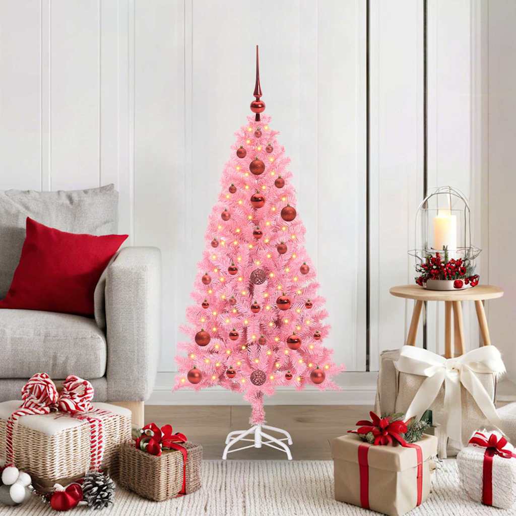 Albero di Natale con 150 LED con supporto Rosa 120 cm PVC 3396407