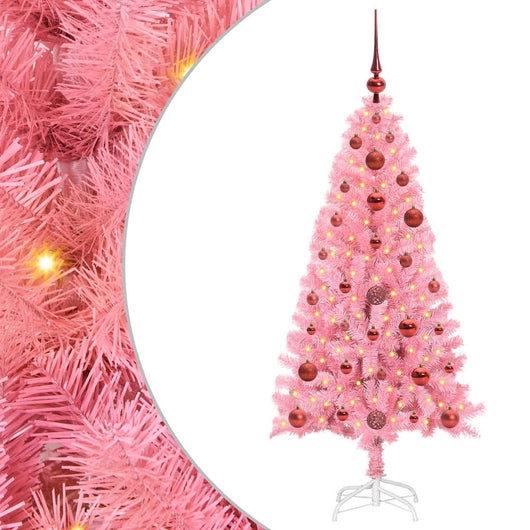 Albero di Natale con 150 LED con supporto Rosa 120 cm PVC 3396407