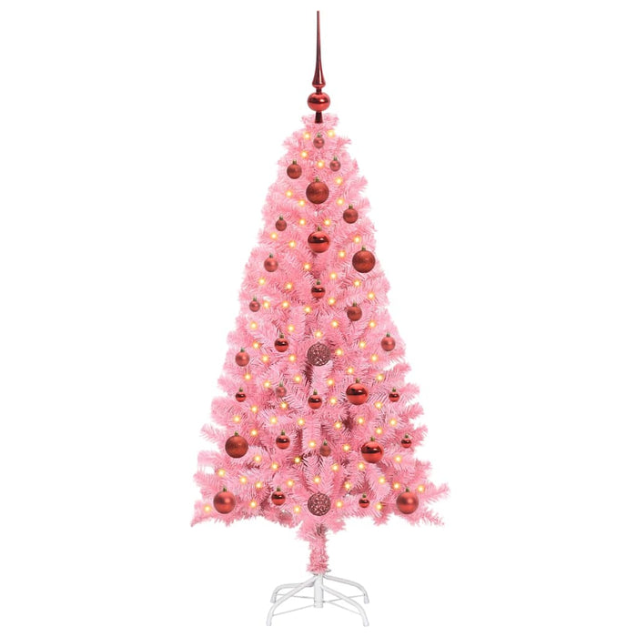 Albero di Natale con 150 LED con supporto Rosa 120 cm PVC 3396407