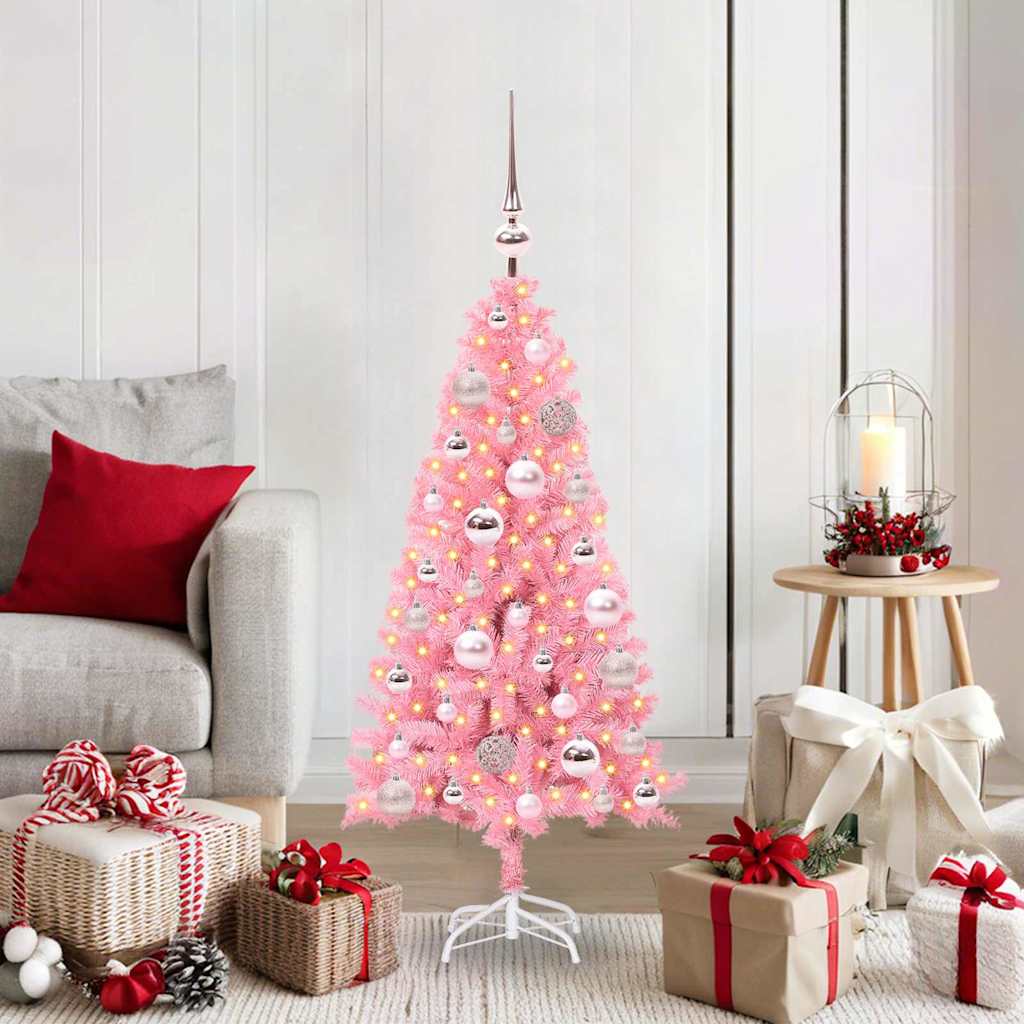 Albero di Natale con 150 LED con supporto Rosa 120 cm PVC 3396409