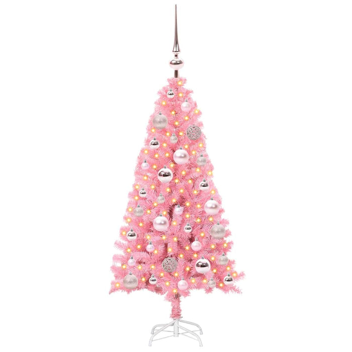 Albero di Natale con 150 LED con supporto Rosa 120 cm PVC 3396409