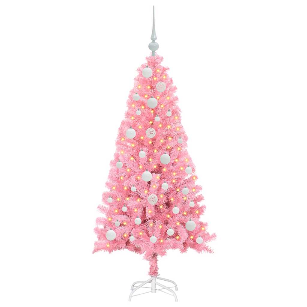 Albero di Natale con 150 LED con supporto Rosa 120 cm PVC 3396410