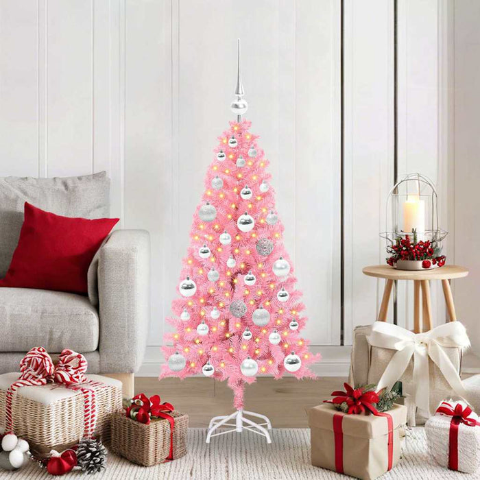 Albero di Natale con 150 LED con supporto Rosa 120 cm PVC 3396412