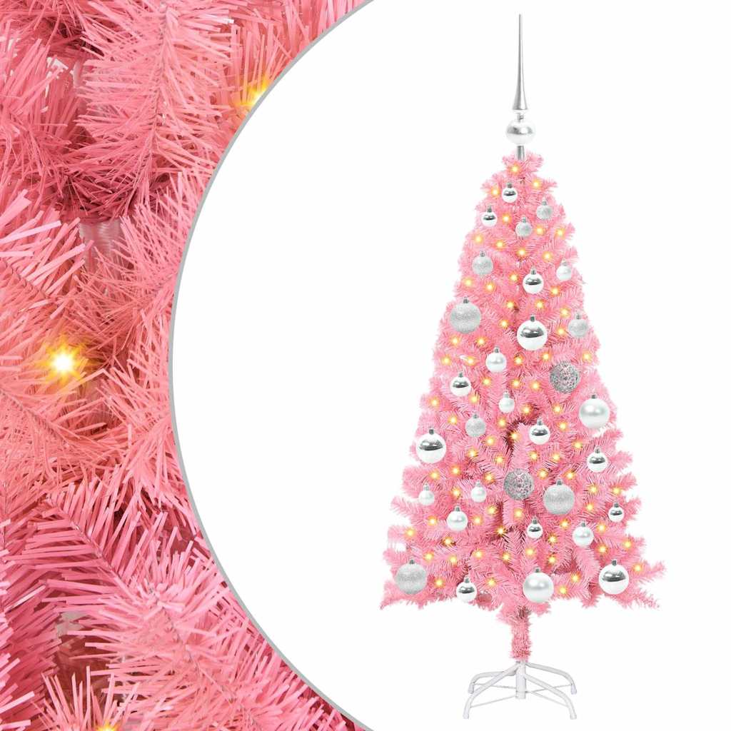 Albero di Natale con 150 LED con supporto Rosa 120 cm PVC 3396412