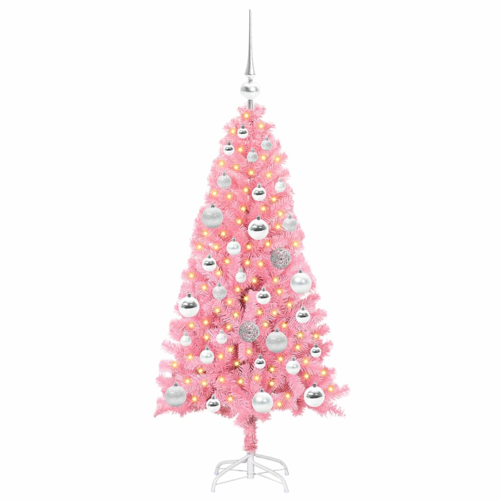 Albero di Natale con 150 LED con supporto Rosa 120 cm PVC 3396412
