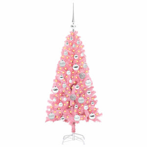 Albero di Natale con 150 LED con supporto Rosa 120 cm PVC 3396412