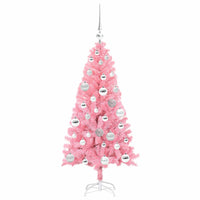 Albero di Natale con 150 LED con supporto Rosa 120 cm PVC 3396412