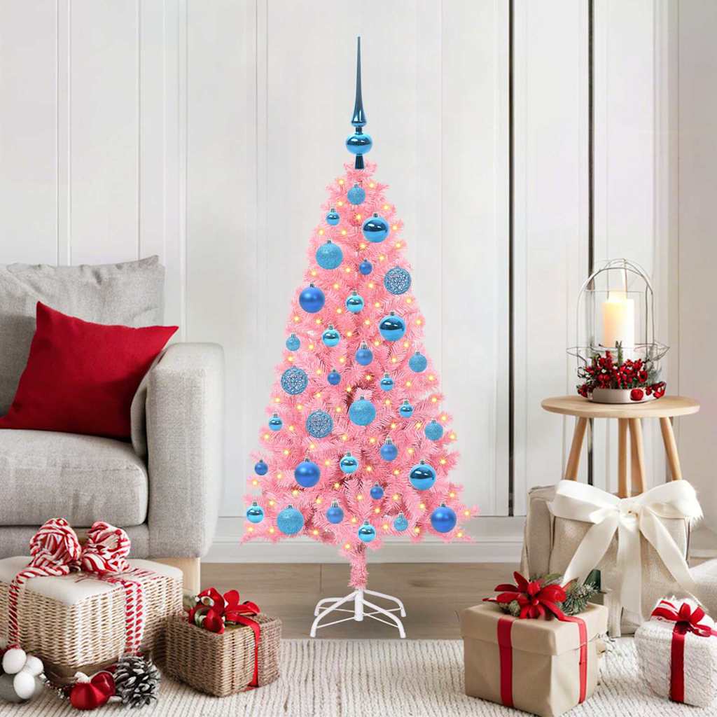 Albero di Natale con 150 LED con supporto Rosa 120 cm PVC 3396414