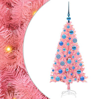 Albero di Natale con 150 LED con supporto Rosa 120 cm PVC 3396414